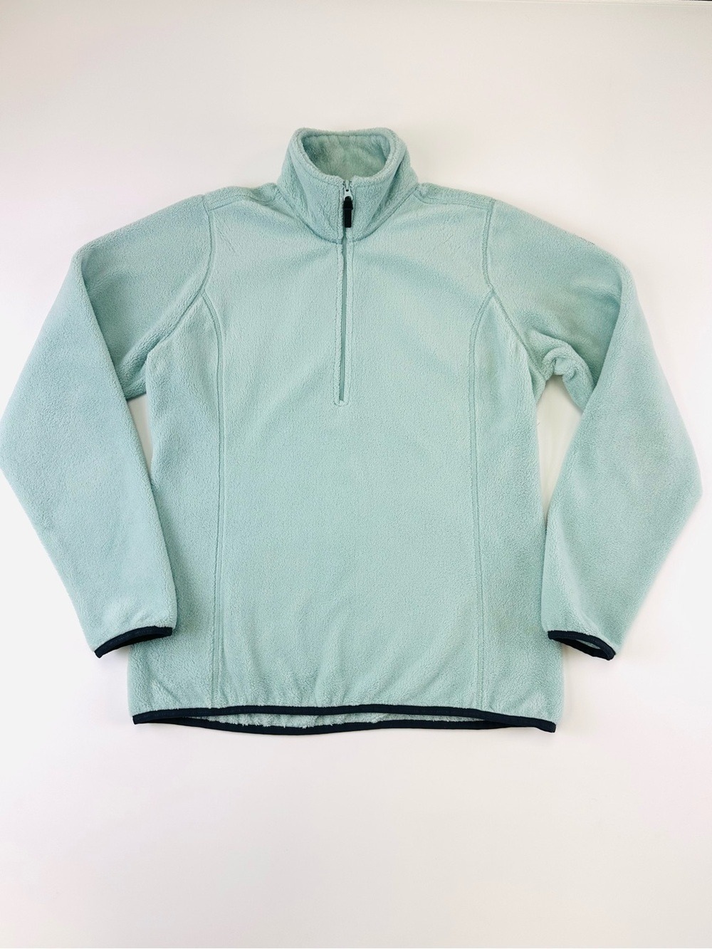 Helly Hansen Women Mint Green Polar Fleece Pullover Size M Half Zip Cozy Outdoor